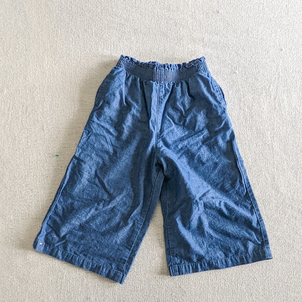 Uniqlo Toddler Girls' Chambray Wide Cropped Pants - Denim, 3-4 Years